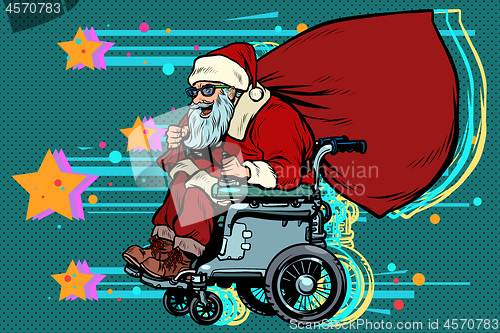 Image of Santa Claus is an active wheelchair user disabled. Christmas and New year