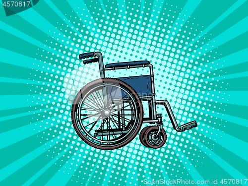 Image of empty wheelchair. human health, rehabilitation and inclusion