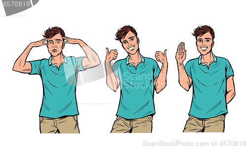 Image of young man gestures set