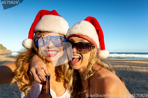 Image of Australians reveling on beach at Christmas time