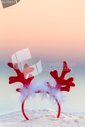 Image of Christmas reindeer antlers on an Australian beach