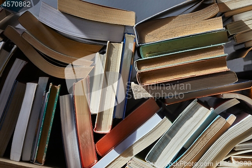 Image of Wall of books piled up