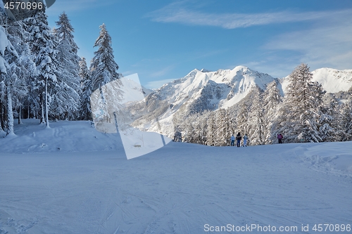 Image of Skiing slopes from the top