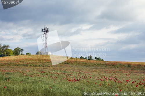 Image of Transmitter towers on a hill