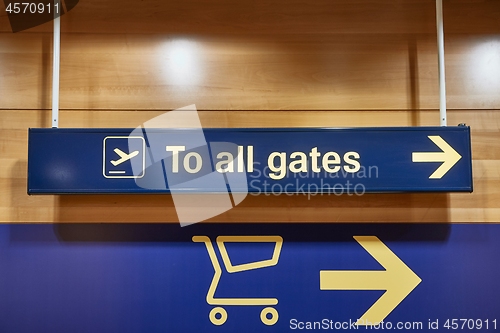 Image of Airport terminal direction signs