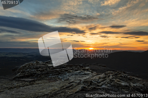 Image of Blue Mountains sunsets across valleys and ridges