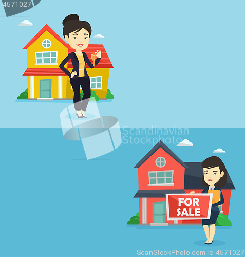 Image of Two real estate banners with space for text.