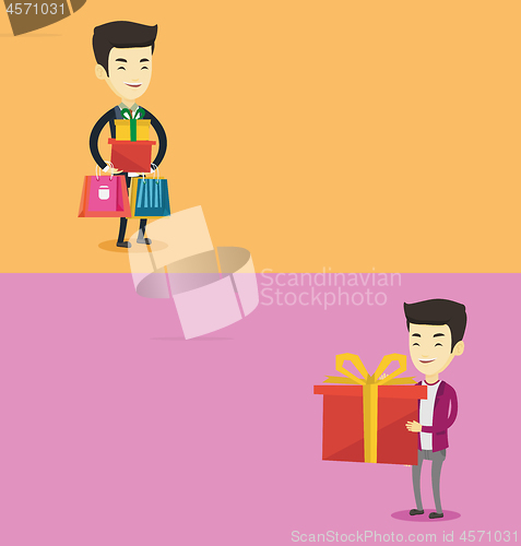Image of Two shopping banners with space for text.