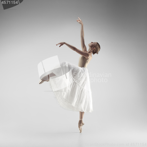 Image of Ballerina. Young graceful female ballet dancer dancing at studio. Beauty of classic ballet.