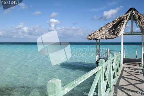 Image of Wooden pier in the Caribbean.