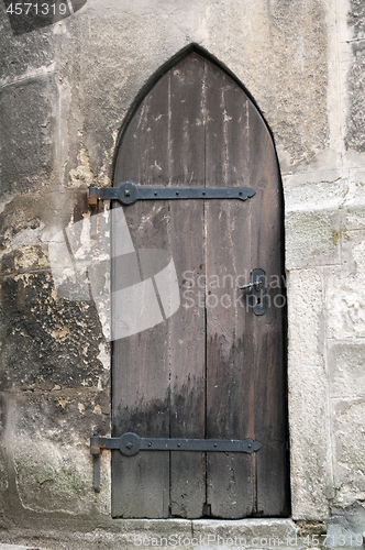 Image of Medieval gothic castle door.