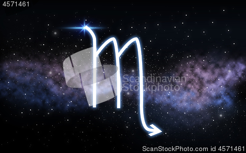 Image of scorpio zodiac sign over night sky and galaxy