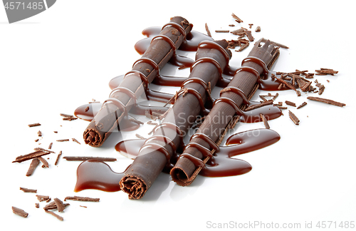 Image of chocolate sticks and chocolate sauce