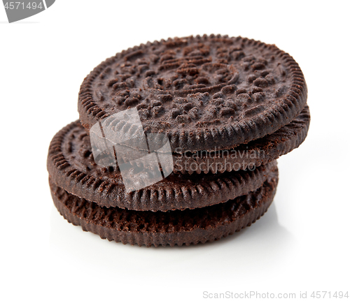 Image of chocolate cookies on white background