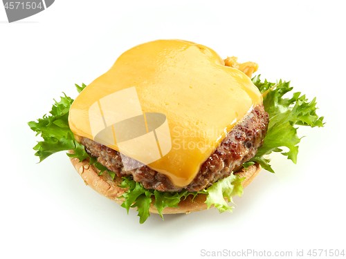 Image of burger bread with meat and cheese