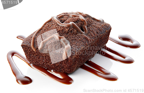 Image of brownie cake on white background