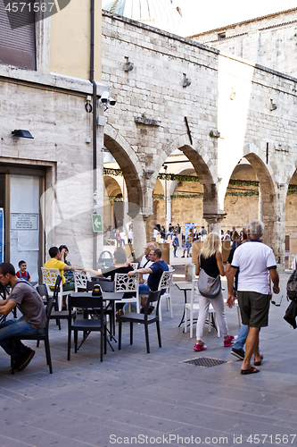 Image of Ascoli Piceno, Italy - September 9, 2019: People enjoying happy 