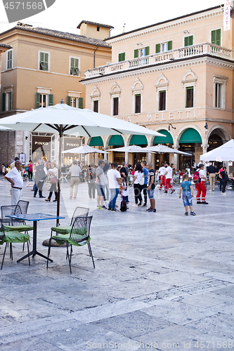 Image of Ascoli Piceno, Italy - September 9, 2019: People enjoying happy 