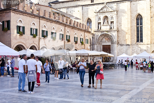 Image of Ascoli Piceno, Italy - September 9, 2019: People enjoying happy 