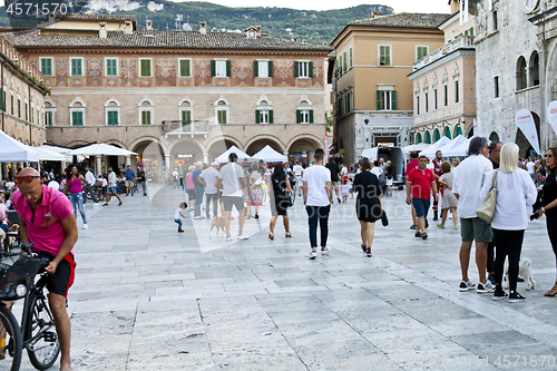 Image of Ascoli Piceno, Italy - September 9, 2019: People enjoying happy 