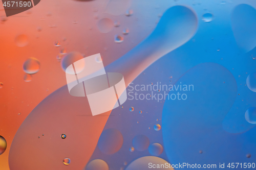 Image of Orange and blue abstract background picture made with oil, water and soap