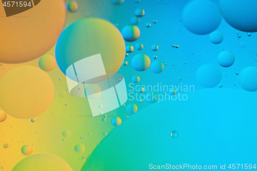 Image of Abstract defocused background picture made with oil, water and soap