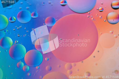 Image of Orange and blue abstract background picture made with oil, water and soap