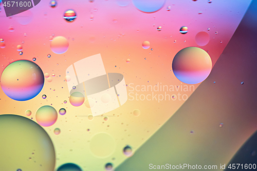 Image of Rainbow abstract defocused background picture made with oil, water and soap