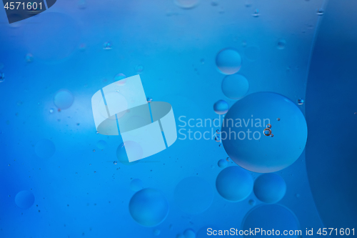 Image of Blue abstract background picture made with oil, water and soap