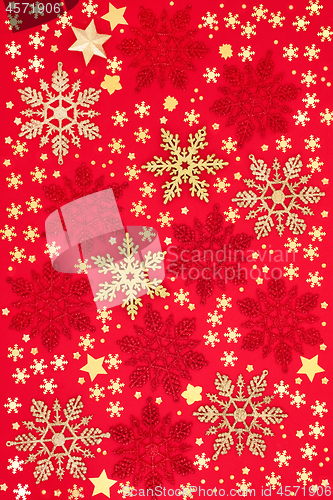 Image of Christmas Snowflake and Star Background