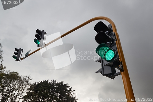 Image of Traffic light green, evening light