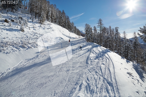 Image of Skiing slopes from the top