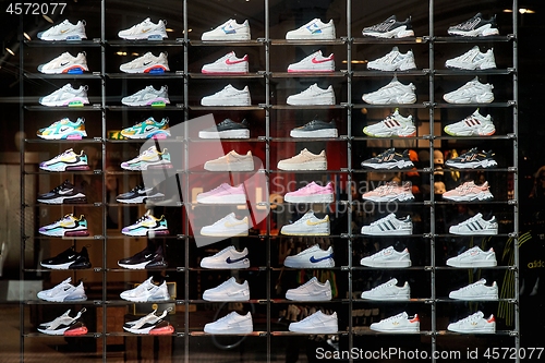 Image of New shoes showcased in a shop window diplay