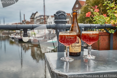 Image of Trappist beer poured in a glass in The Netherlands