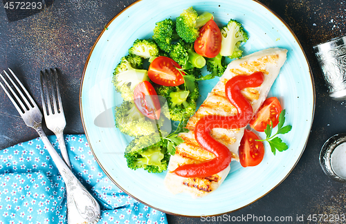 Image of fried chicken with broccoli