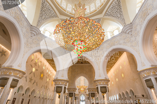 Image of Sheikh Zayed Grand Mosque in Abu Dhabi, UAE, beautiful interior