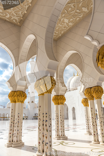 Image of Architectural details from Sheikh Zayed Grand Mosque in Abu Dhabi, United Arab Emirates.