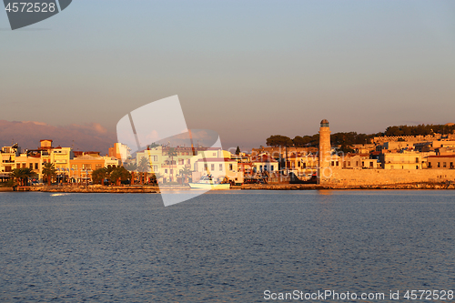 Image of Harbour in Rethymno at sunrise, Crete island, Greece