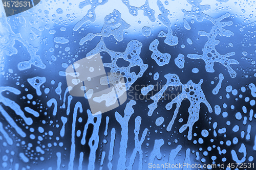 Image of Soap foam pattern on glass, natural texture