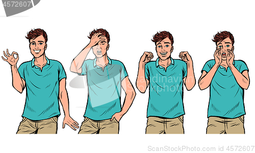 Image of young man gestures set