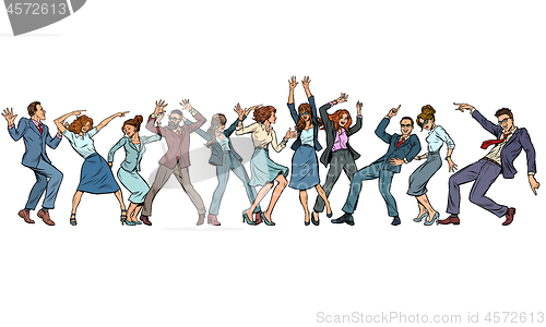 Image of dancing people businessmen and businesswomen