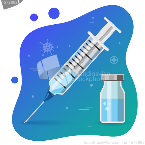 Image of plastic medical syringe and vial icon