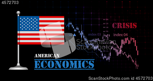 Image of American economy vector illustration with USA flag and business 