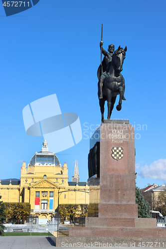 Image of Monument of the Croatian King Tomislav and art pavilion in Zagre