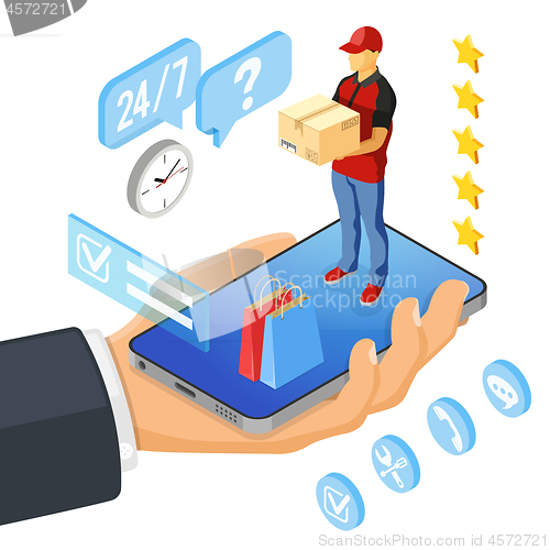 Image of Isometric Internet Shopping Delivery and Logistics