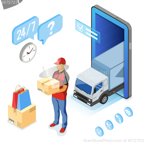 Image of Isometric Internet Shopping Delivery and Logistics