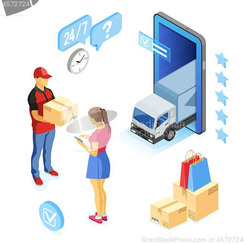 Image of Isometric Internet Shopping Delivery and Logistics