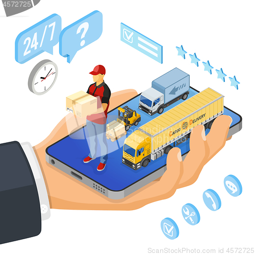 Image of Isometric Internet Shopping Delivery and Logistics