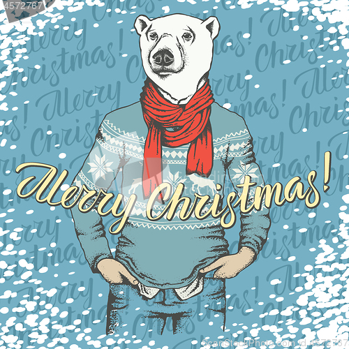 Image of Christmas white bear vector illustration