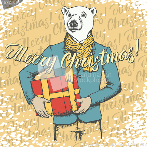 Image of Christmas white bear vector illustration